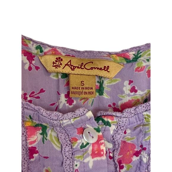 April Cornell Floral Midi Dress Women Small Lilac Purple Cottage Fairy Romantic - Picture 4 of 7